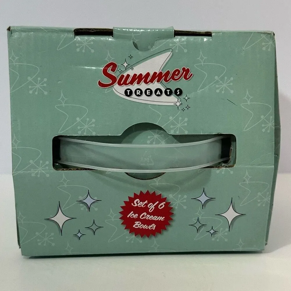 Summer Treats Set of 6 Ceramic Ice Cream Bowls | Assorted Blue